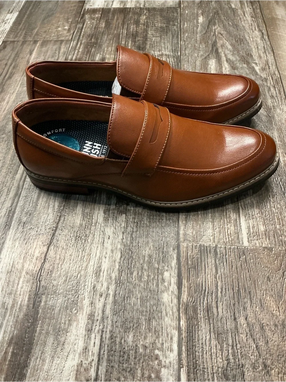 Nunn Bush Men's Cognac Leather Slip-On Loafers Size 8.5W